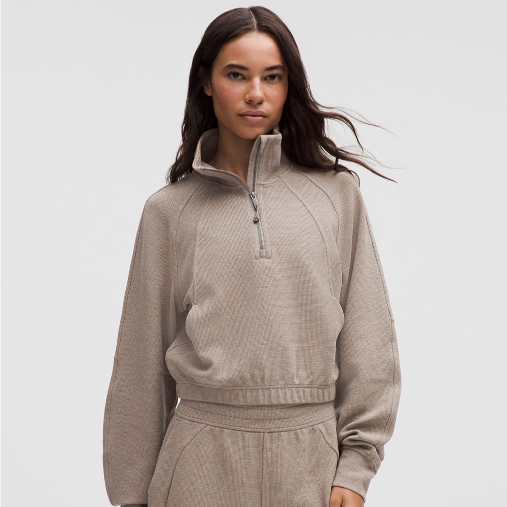 NWT lululemon Scuba Cropped Funnel Neck Half Zip Waffle